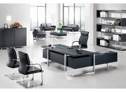 Moderner Aktenschrank aus MDF und Edelstahl in Schwarz