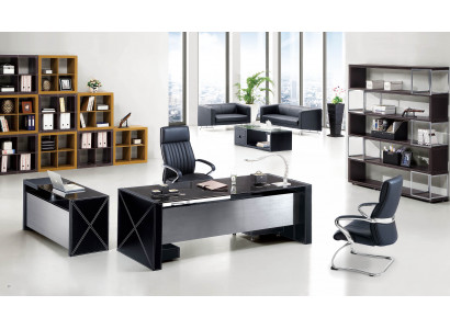 Moderner Wandregal aus MDF und Edelstahl in Schwarz
