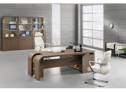 Moderner Eckschreibtisch aus MDF und Glas in eleganter Farbgebung