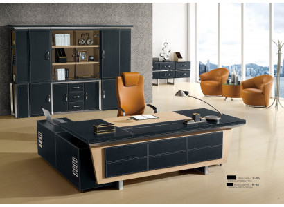 Moderner Eckschreibtisch aus MDF und Edelstahl in Schwarz