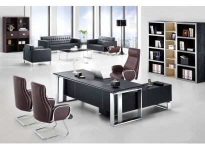 Moderner Aktenschrank aus MDF und Edelstahl in Schwarz