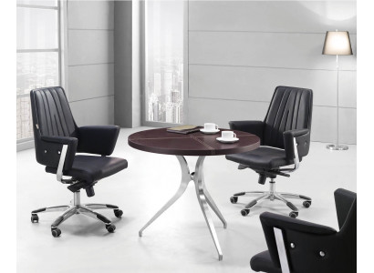 Leder-Couchtisch in Schwarz mit Edelstahl und MDF für modernes
