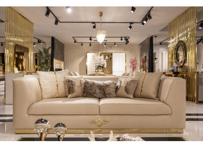 Luxus Dreisitzer Sofa Couch mit Deko Kissen Sitz Polster Couchen 245cm