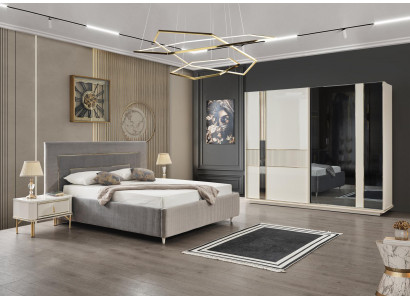 Modernes Schlafzimmer Set Couch Set Kleiderschrank 2x Nachttisch Möbel 4tlg.