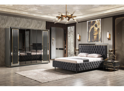 Schlafzimmer Bettdesign moderne Luxusbetten 2x  Nachttische Kleiderschrank 4tlg