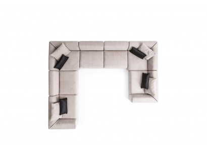 Ecksofa U-form Wohnzimmer Sofa Couch Beiges Polstersofa Wohnlandschaft