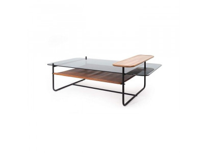 Stilvoll Couchtisch mit Glasplatte Braun Farbe Modern möbel für Wohnzimmer