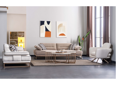 Stilvolle Wohnzimmer Sitzgarnitur Polster 2x Dreisitzer Sofas Sessel