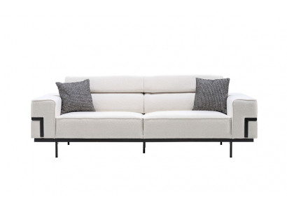 Wohnzimmer Weißes Textilsofa Exklusiver Dreisitzer Polster Couch Neu