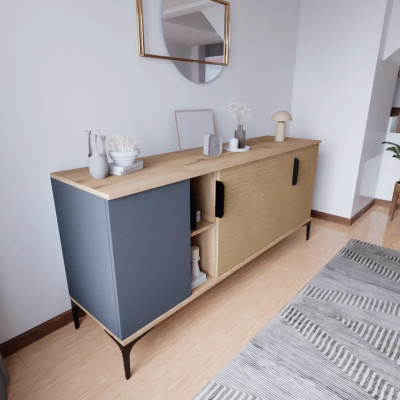 Braun Gri Helle Modern Rechteckeg Sideboard Wunnzëmmer Luxus Design