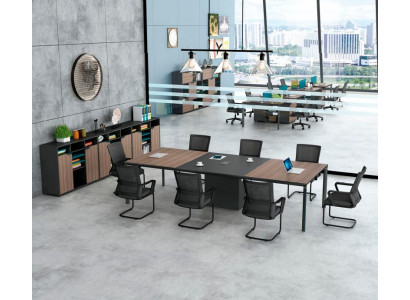Komplettbüro Konferenztisch Schränke Bürotisch Schwarz Holz Büro 4tlg