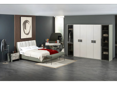 Schlafzimmer Komplette Set Doppelbett Schrank Weiß 5tlg Holz Moderne