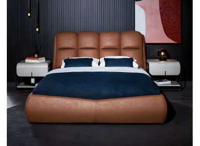 Schlafzimmermöbel Luxus Bett Doppelbett Nachttische Braun 3tlg Holz