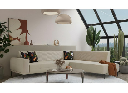 Ecksofa Stoffsofa Polstersofa L Form Sofa Couch Beige Moderne Stoff
