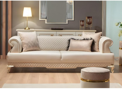 Zweisitzer Sofa 2 Sitzer Couch Polstersofa Stoffsofa Beige Luxus