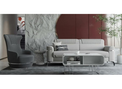 Zweisitzer Sessel Stoffsofa Couch Polstersofa Grau 2tlg Sofagarnitur