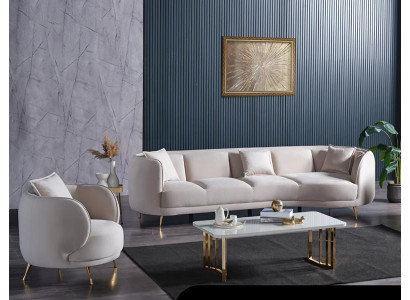 Wohnzimmer Sofagarnitur Modern Sessel Luxus Couch Set Sofa 4 Sitze Sessel