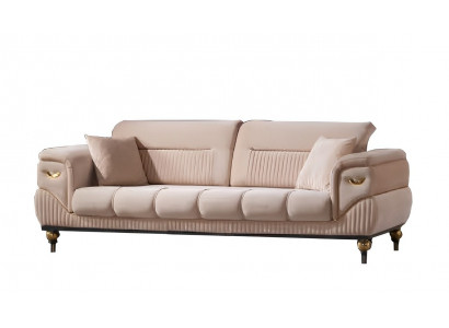 Dreisatzsofa Wohnzimmer 3-Sitzer Sofa Polster Möbel Stoff Beige Modern Couch