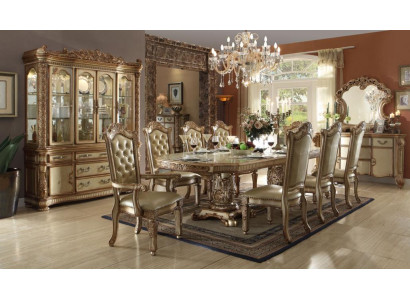 Luxus Esszimmer Set Garnitur Esstisch 8x Stühle Anrichte Essgruppe Gold