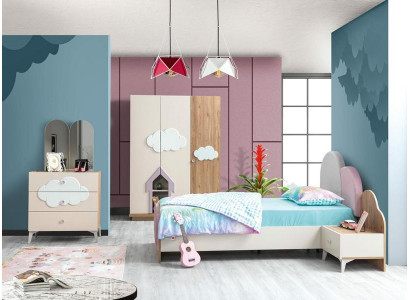 Kinderzimmer Set Kinderbett Nachttisch Kommode Kleiderschrank Modern Möbel