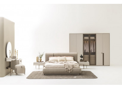 Schlafzimmer Set Bett Nachttische Schminktisch Spiegel Hocker Kleiderschrank