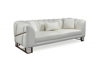 Designer Sofa 3 Sitzer Polstersofa Dreisitzer Couch mit Kissen Wohnzimmer
