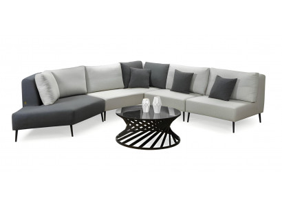 Ecksofa L-Form Sofa Couch Stoffsofa Wohnlandschaft Beige-Grau Modern
