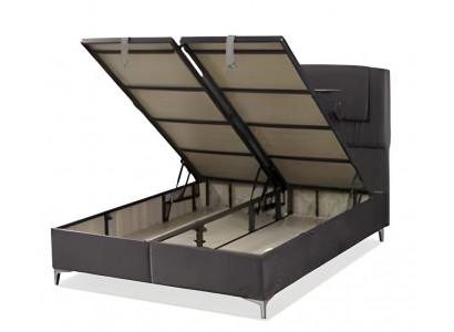 Braunes Bett aus Holz mit modernem Design und eleganter Optik