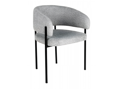 Esszimmerstuhl aus Metall und Textil in Grau, modernes Design