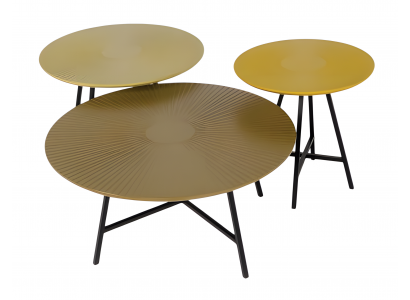 Beige Holz Couchtisch mit Beistelltischen im eleganten Design