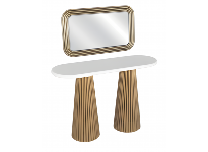 Elegante beige Holz Konsole mit Spiegel modern und vielseitig