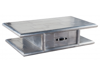 Designer Flieger Couchtisch Aluminium vernietet Retro Wohnzimmer