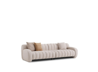 Beige Textil-Holz 4-Sitzer-Sofa modernes elegantes Design
