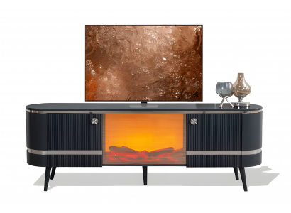 Lakonischer TV-Lowboard mit minimalistischer Ästhetik in elegantem Schwarz