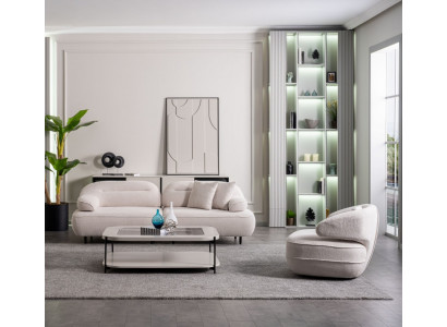 Wohnzimmer-Set, das eine Atmosphäre schafft Gemütliches Zentrum Ihres Zuhauses