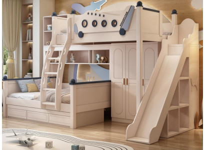 Stockbett Holz weiß Kinderbett Jugendbett Doppelstockbett Etagenbett mit Rutsche