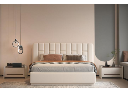 Beiges Schlafzimmer Bett Stilvolle Polsterbetten Designer Textilbett