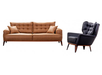 Wohnzimmer-Set 3-Sitzer Sofa + Sessel modern komfortabel stilvoll