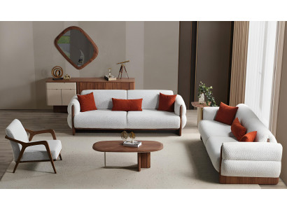 Weiße Stilvolle Couchgarnitur Polstersofas Designer 3-Sitzer Sessel