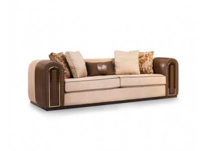 Stilvoller Beiger 3-Sitzer Designer Wohnzimmer Couch Luxus Sofas