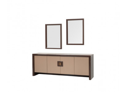 Beiges Sideboard Stilvolle 2x Spiegel Wohnzimmer Anrichte Kommode