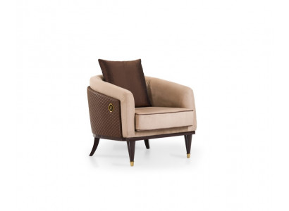 Beiger Loungesessel Designer Einzelsessel Hotel Armlehnensessel