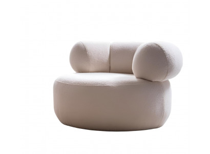 Beiger runder Sessel weicher Sessel Wohnzimmermöbel Designermöbel