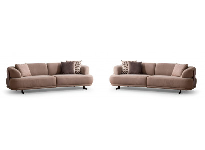 Stilvoller Braunes Stoffsofa weiches 3-Sitzer-Sofa Sofa-Set Wohnzimmermöbel