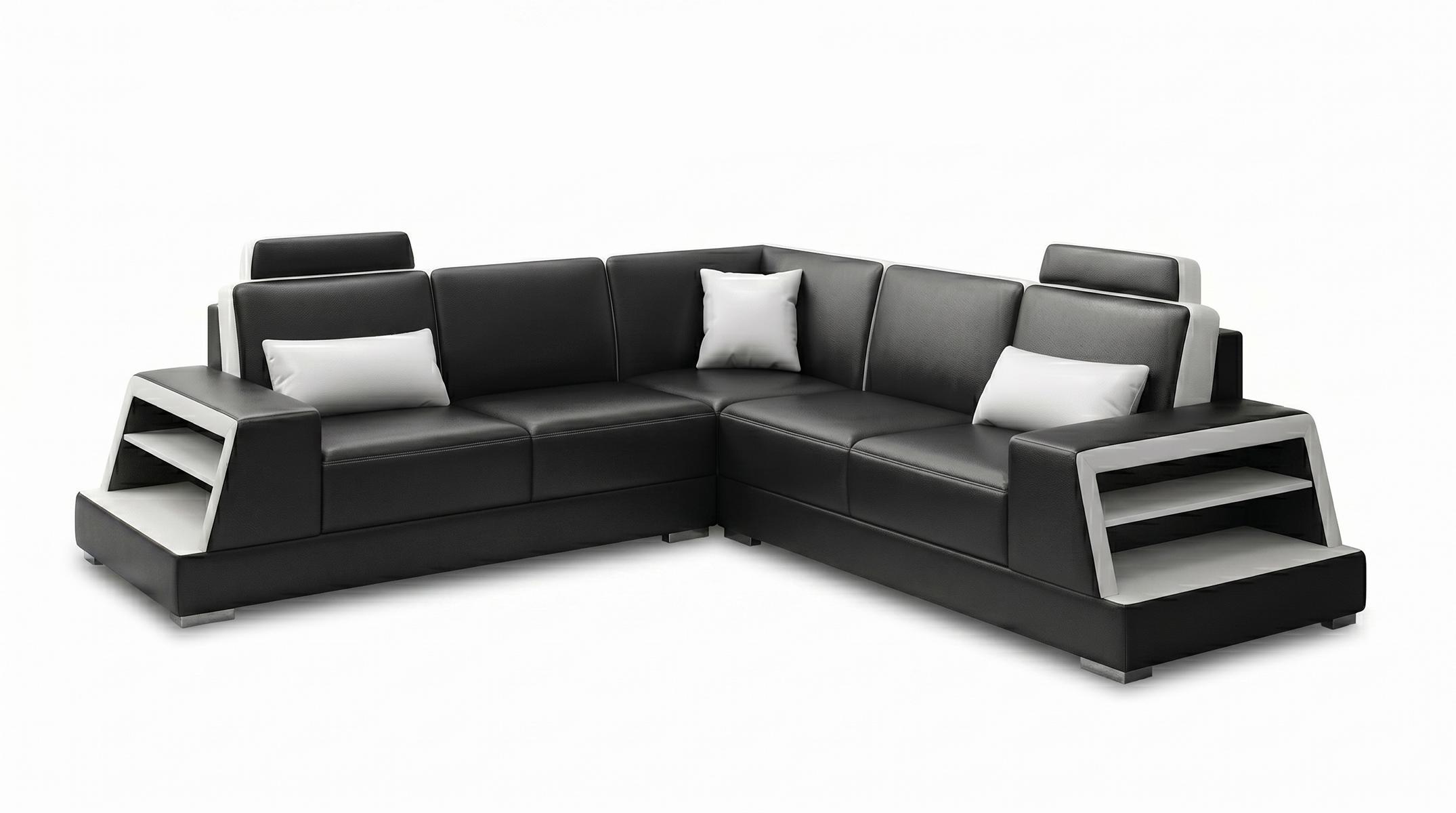 EckSofa L-Form Modern Schwarz Elegante Eckgarnitur Sofalandschaft